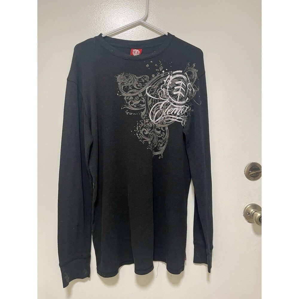 Vtg Y2K Element Graphic Long sleeve Shirt men’s medium black